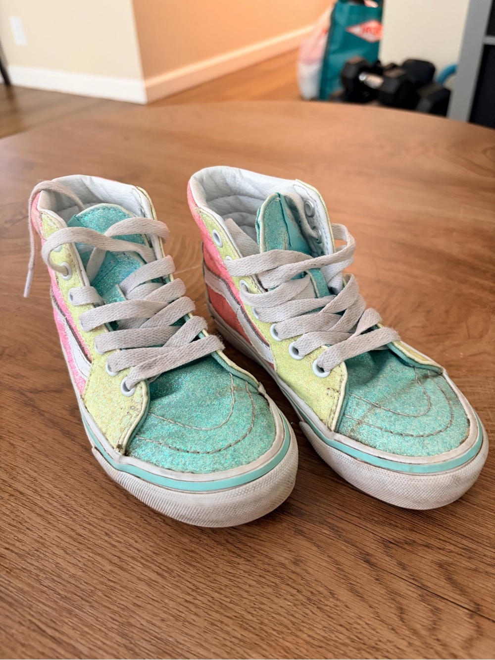 Vans Kids Pastel Mint Yellow Pink High-Top Sneakers